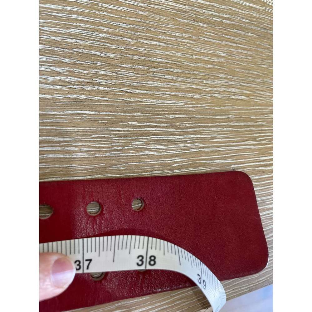 Vintage Pride Red Leather Belt Medium 35-38 Adjustable Rainbow Brass - Picture 6 of 11